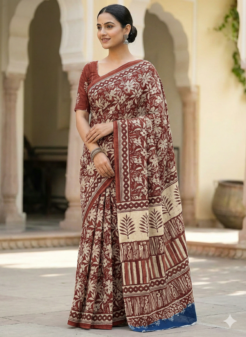 Kalamkari Chanderi Silk Saree