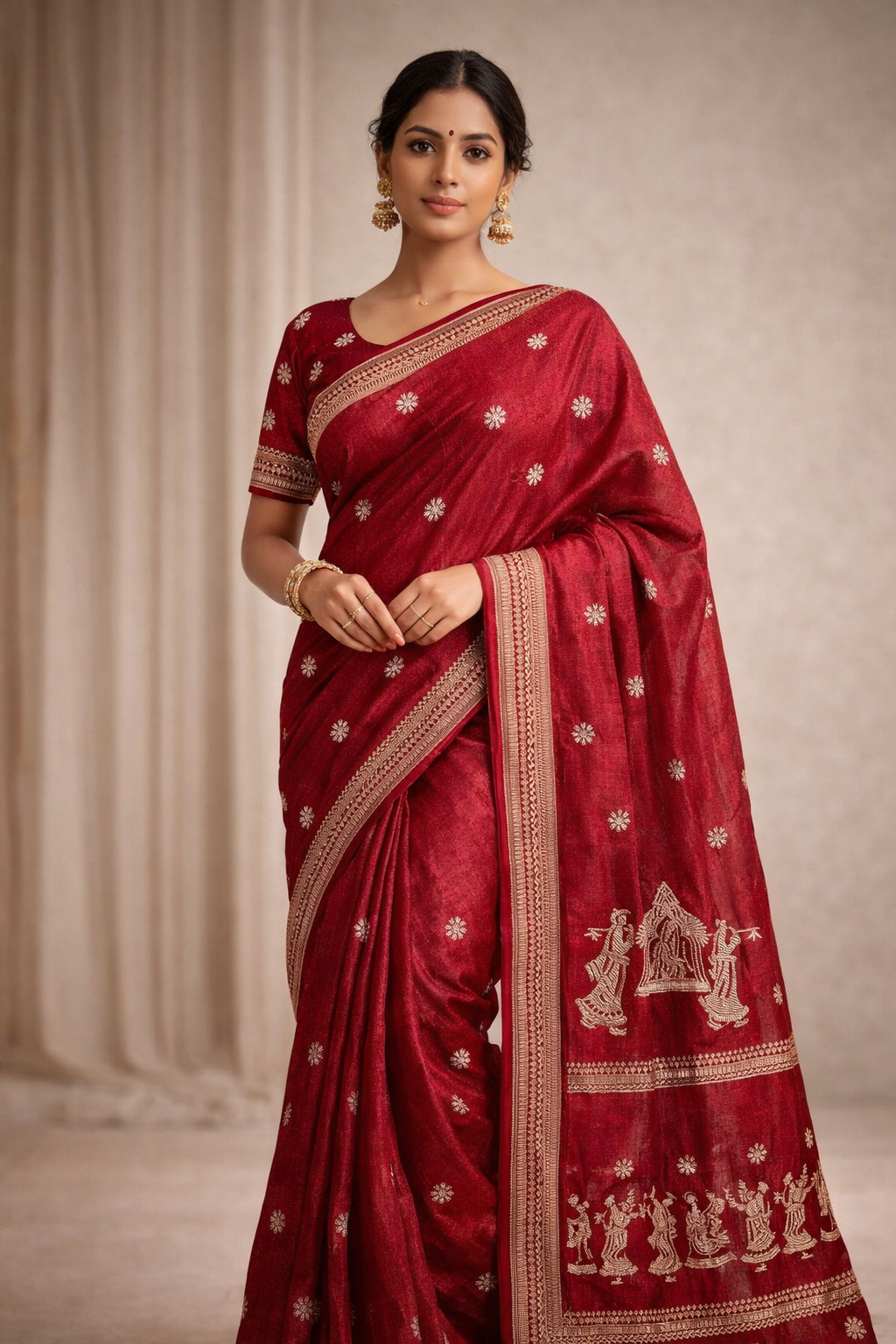MOHEY Women's Chiffon Embroidered Border Saree