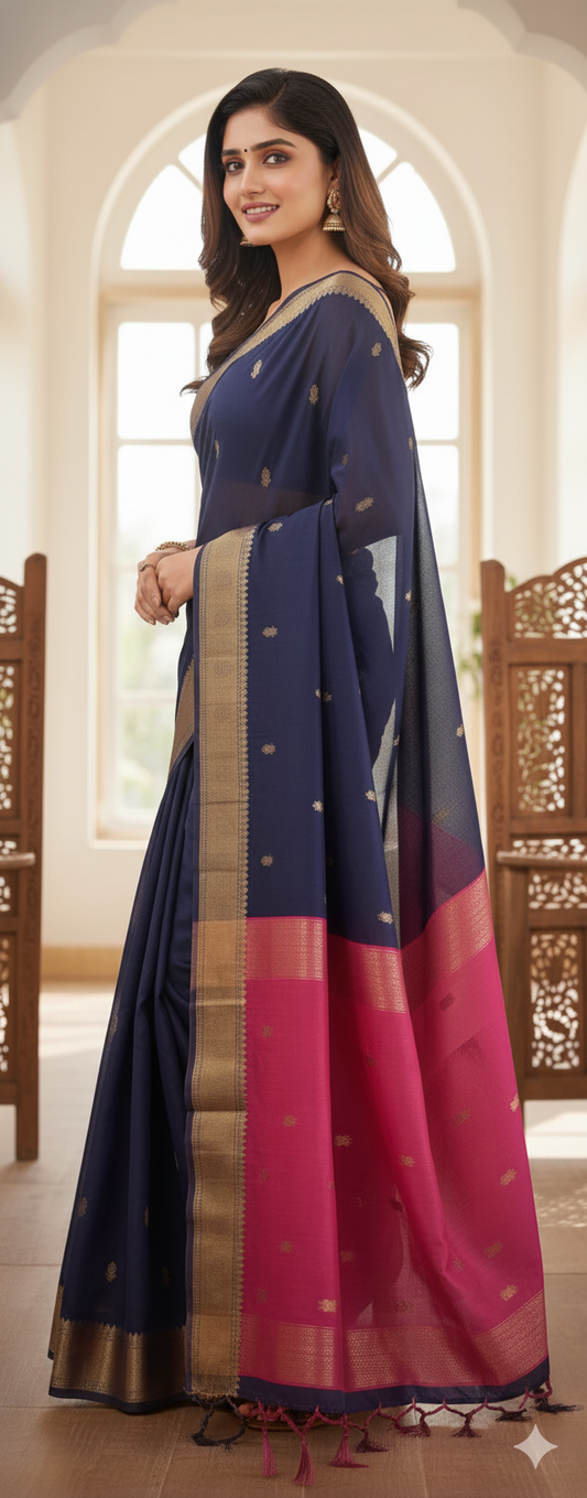 ZECVA Women's Pure Soft Spun Cotton Saree